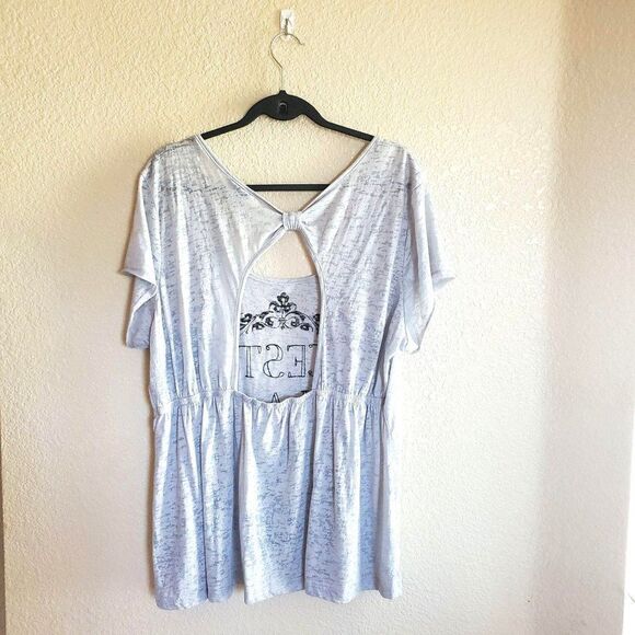Torrid Womens Top Grey 3X Burnout Open Back Plus Size Top New - Picture 4 of 7